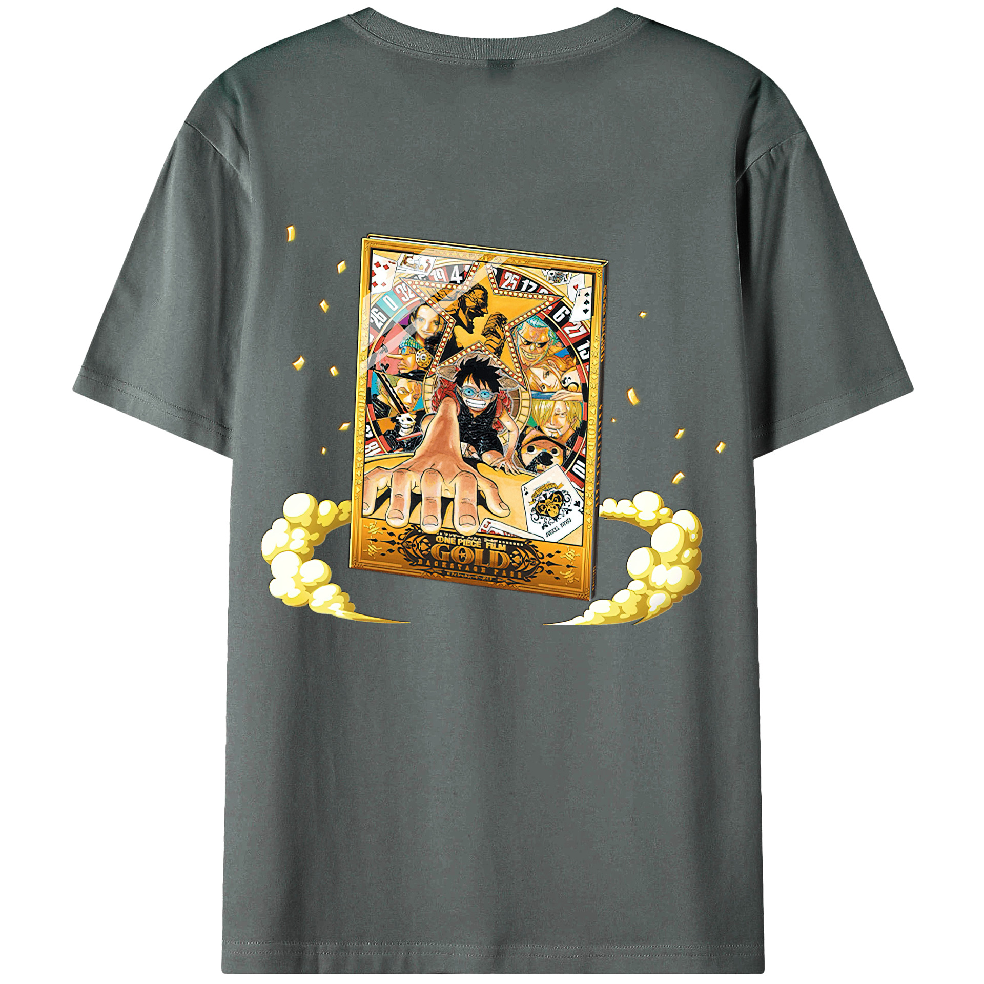 ワンピース モンキー・D・ルフィ ONE PIECE Monkey D. Luffy 綿100％ メンズ半袖Tシャツ（バックプリント） 通気性